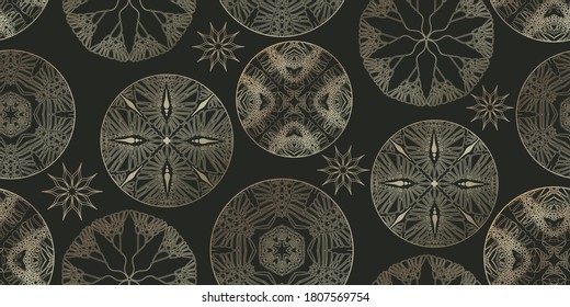 Seamless vector oriental pattern. Foil decorative ornaments.