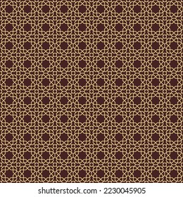Seamless vector ornament in arabian style. Geometric abstract background. Brown and golden grill with pattern for wallpapers and backgrounds
