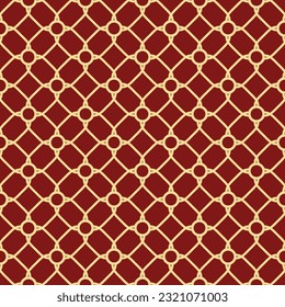 Seamless vector ornament in arabian style. Geometric abstract red and golden background. Grill with pattern for wallpapers and backgrounds