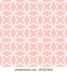 Seamless vector ornament in arabian style. Pink and white pattern for wallpapers and backgrounds