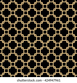Seamless vector ornament in arabian style. Pattern for wallpapers and backgrounds. Black and golden pattern
