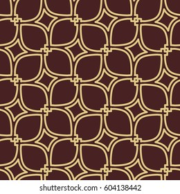 Seamless vector ornament in arabian style. Geometric abstract brown and golden background. Pattern for wallpapers and backgrounds