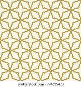 Seamless vector ornament in arabian style. Geometric abstract golden background. Pattern for wallpapers and backgrounds