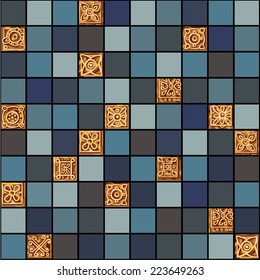Seamless vector ornament blue stone mosaic