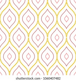 Seamless vector ornament with colored dotted wavy elements. Modern background. Geometric modern pattern