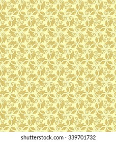 Seamless vector ornament. Fine stylish colored pattern with repeating golden leafs
