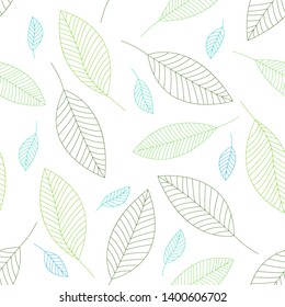 Seamless, vector ornament: green leaf bases isolated on white background