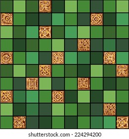 Seamless vector ornament green stone mosaic