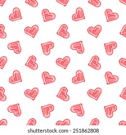 Ornamento vectorial impecable de corazones dibujados a mano