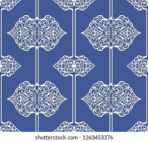 Seamless vector ornament in Islamic style. Blue ornament is suitable for various designs and for decoration of Eastern holidays.