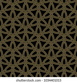 Seamless vector ornament. Modern background. Geometric modern black and golden pattern