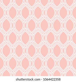 Seamless vector ornament. Modern background. Geometric modern pink and white wavy pattern