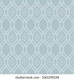 Seamless vector ornament. Modern background. Geometric modern blue and white wavy pattern