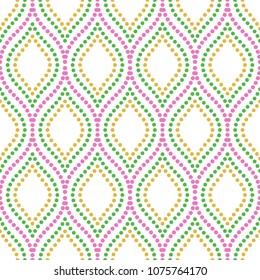 Seamless vector ornament. Modern background with colored dotted elements. Geometric modern pattern