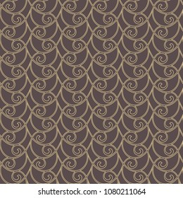 Seamless vector ornament. Modern background. Geometric modern brown and golden pattern