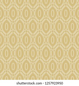 Seamless vector ornament. Modern background. Geometric modern ornament whith white dotted wavy pattern