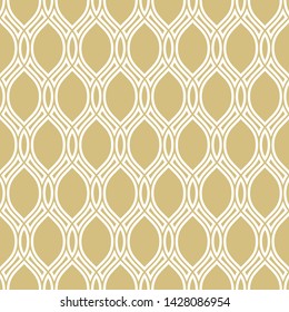 Seamless vector ornament. Modern background with white wavy lines. Geometric modern pattern