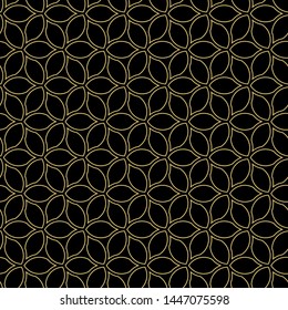 Seamless vector ornament. Modern background. Geometric modern black and golden pattern