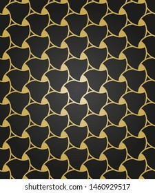 Seamless vector ornament. Modern background. Geometric modern black and golden pattern