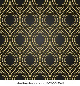 Seamless vector ornament. Modern background. Geometric modern dotted golden pattern