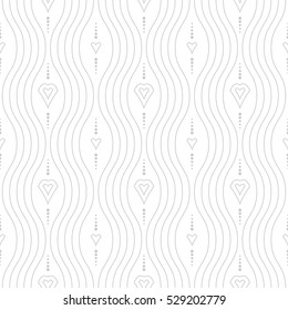 Seamless vector ornament. Modern background. Geometric pattern with repeating light silver wavy lines.