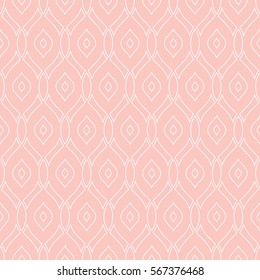 Seamless vector ornament. Modern background. Geometric pattern with repeating white wavy elements.