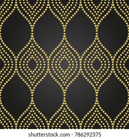 Seamless vector ornament. Modern background. Geometric modern golden dotted pattern