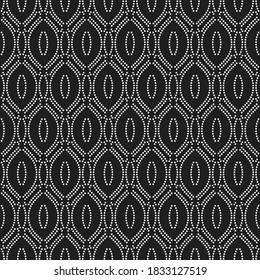 Seamless vector ornament. Modern black and whte dotted background. Geometric modern pattern