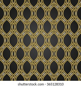 Seamless vector ornament. Modern geometric pattern with repeating golden wavy lines