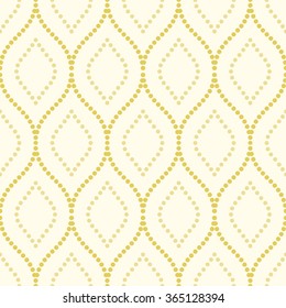 Seamless vector ornament. Modern geometric pattern with repeating golden dotted waves