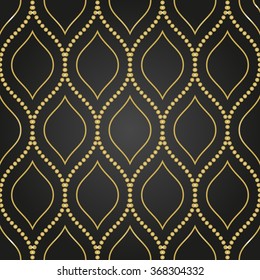 Seamless vector ornament. Modern geometric pattern with repeating golden wavy lines