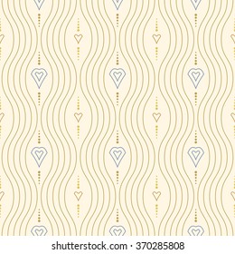 Seamless vector ornament. Modern geometric pattern with repeating golden wavy lines