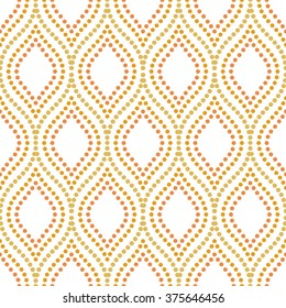 Seamless vector ornament. Modern geometric pattern with colorful repeating dotted wavy lines 