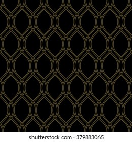 Seamless vector ornament. Modern geometric pattern with repeating dotted golden wavy lines