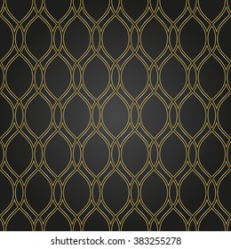 Seamless vector ornament. Modern geometric pattern with repeating golden wavy elements