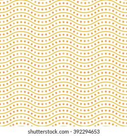 Seamless vector ornament. Modern geometric pattern with repeating colored waves and dots