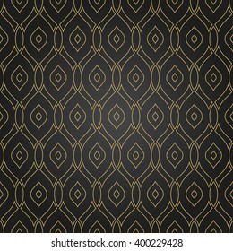 Seamless vector ornament. Modern geometric pattern with repeating wavy golden lines