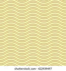 Seamless vector ornament. Modern geometric pattern with repeating golden waves and circles