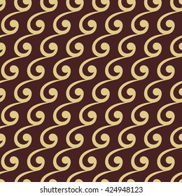 Seamless vector ornament. Modern geometric pattern with repeating wavy elements. Brown and golden pattern