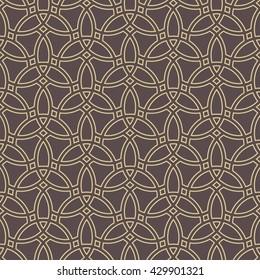Seamless vector ornament. Modern geometric pattern with repeating elements. Brown and golden pattern