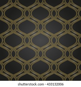 Seamless vector ornament. Modern geometric pattern with repeating elements. Black and golden pattern