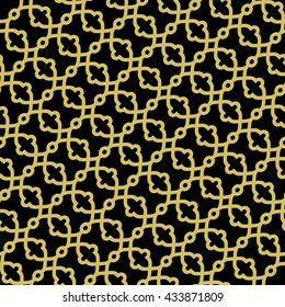 Seamless vector ornament. Modern geometric pattern with repeating elements. Black and golden pattern