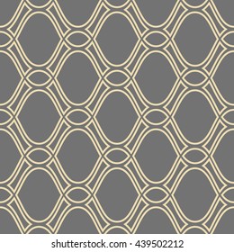 Seamless vector ornament. Modern geometric pattern with repeating golden wavy lines