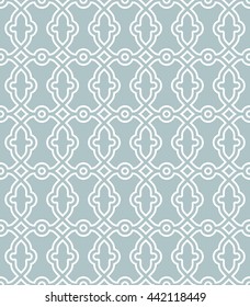 Seamless vector ornament. Modern geometric pattern with repeating elements. Light blue and white pattern
