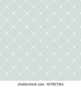Seamless vector ornament. Modern geometric pattern with royal lilies. Light blue and white pattern