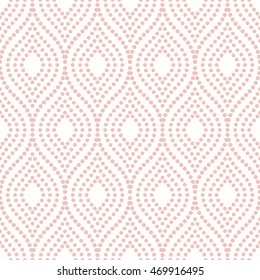 Seamless vector ornament. Modern geometric pattern with repeating pink dotted wavy lines