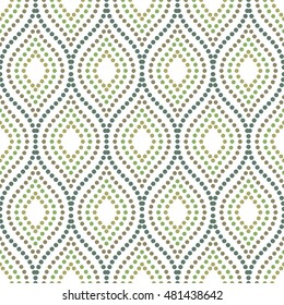 Seamless vector ornament. Modern geometric pattern with repeating colored dotted wavy lines