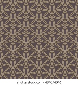 Seamless vector ornament. Modern geometric pattern with repeating golden wavy lines
