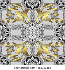 Seamless vector ornament. Modern geometric pattern with repeating elements. Gray and golden pattern