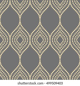 Seamless vector ornament. Modern geometric pattern with repeating golden wavy lines